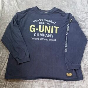G-Unit Heavy Weight Long Sleeve Graphic T-Shirt Navy Blue Mens‎ 3XL Gorilla Unit